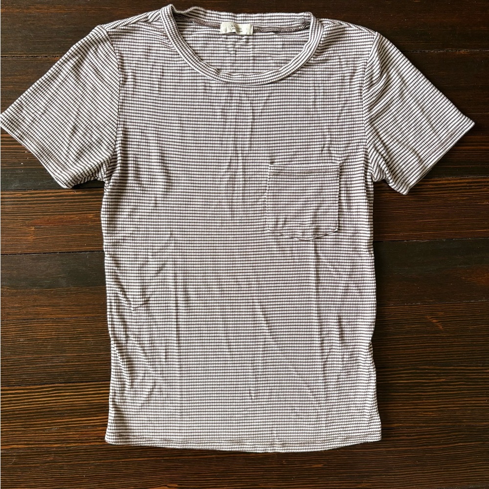Active USA Black and White Striped Tee
